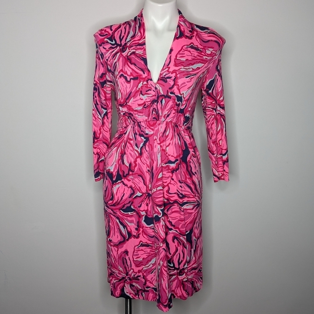 Lilly Pulitzer Alexandra Pink Blue Knee Length Dress S